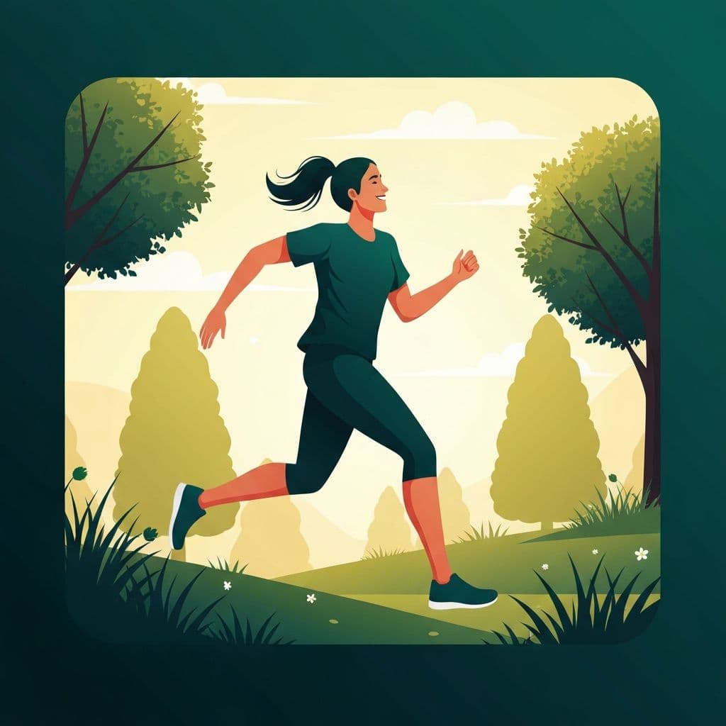 Happy person enjoying outdoor physical activity and running